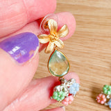 Whimsical Floral Pastel Dangle Gemstone Earrings