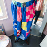 Wide Leg Cropped Patchwork Pants, One Size Loungewear Pants