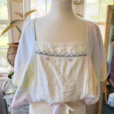 Lily Embroidered Wrap blouse, Upcycled Vintage Handmade Top