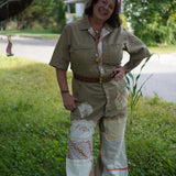 Upcycled Workwear Jumpsuit With Vintage Patchwork