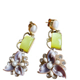 Beachy Shell Colorful Flower Dangle Earrings