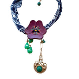 OOAK Boho Bandana Flower Power Charm Necklace