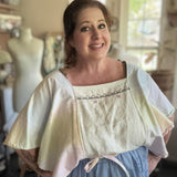Lily Embroidered Wrap blouse, Upcycled Vintage Handmade Top