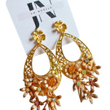 Romantic Gold Filigree Teardrop Dangle Earrings