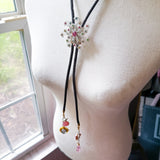 OOAK Western Bolo Pinwheel Flower Charm Necklace