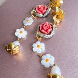 Whimsical Floral Pearl Dangle Earrings