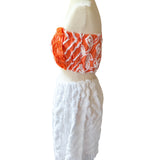 Boho Orange and White Tube Top, Beach Coverup
