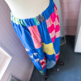 Wide Leg Cropped Patchwork Pants, One Size Loungewear Pants
