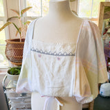 Lily Embroidered Wrap blouse, Upcycled Vintage Handmade Top