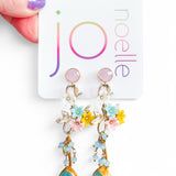 Whimsical Floral Pastel Dangle Gemstone Earrings