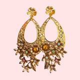 Romantic Gold Filigree Teardrop Dangle Earrings