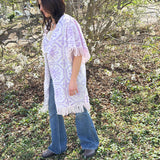 Boho Fringe Chenille Kimono Cardigan