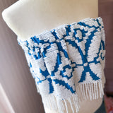 Boho Romantic Blue and White Fringe Strapless Crop Top