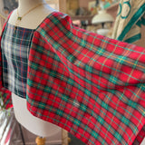 Repurposed Vintage Plaid Peasant Blouse, Long Sleeved Top
