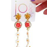 Whimsical Floral Pearl Dangle Earrings