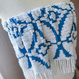Boho Romantic Blue and White Fringe Strapless Crop Top