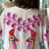 Boho Peacock Chenille Kimono/ Colorful Duster