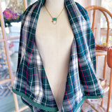 Repurposed Vintage Blue Plaid Open Front Peplum Vest