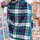 Repurposed Vintage Blue Plaid Open Front Peplum Vest