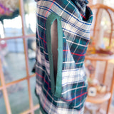 Repurposed Vintage Blue Plaid Open Front Peplum Vest