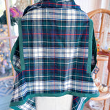 Repurposed Vintage Blue Plaid Open Front Peplum Vest