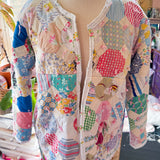 Repurposed Vintage Floral Patchwork Quilt Chore Coat