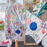 Repurposed Vintage Floral Patchwork Quilt Chore Coat