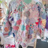 Repurposed Vintage Floral Patchwork Quilt Chore Coat