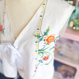 Handmade Floral Embroidered Tie Front Vest
