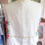 Handmade Floral Embroidered Tie Front Vest