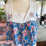Boho Embroidered Flowy Tank OOAK