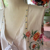 Handmade Floral Embroidered Tie Front Vest