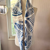 Blue and White Chenille Infinity Scarf