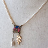 Repurposed Vintage French Charm Gemstone Necklace