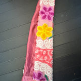 Repurposed Pink Floral Vintage Chenille Patchwork Scarf