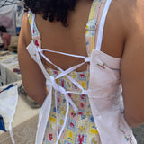 Romantic Embroidered Floral Tank| Repurposed Vintage Rosebud Adjustable Top