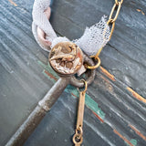 Boho Skeleton Key Chicken Charm Necklace