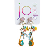 Whimsical Floral Pastel Dangle Gemstone Earrings