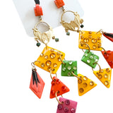 Colorful Statement Repurposed Vintage Handmade Earrings