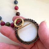 Colorful Eclectic Beaded Gemstone Charm Necklace