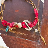 Bandana Charm Necklace/Wrap Bracelet One of a Kind