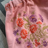 Handmade Floral Embroidered Mid Rise Long Shorts