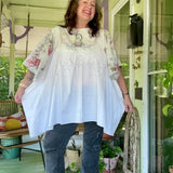 Embroidered Flowy Babydoll Dress, Floral Embroidered Mini Dress/Tunic