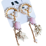 Whimsical Upcycled Vintage Pearl Dangle Earrings