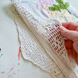Vintage Repurposed Embroidered Floral Fabric Clutch Handbag