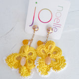 Yellow Floral Shabby Chic Dangle Earrings