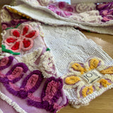Purple Floral Vintage Chenille Patchwork Scarf