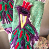 Purple Floral Peacock Vintage Chenille Patchwork Scarf