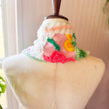 Repurposed Vintage Chenille Multi Colored Patchwork Scarf