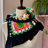 Granny Square Blanket Scarf Collar, Blanket Shawl
